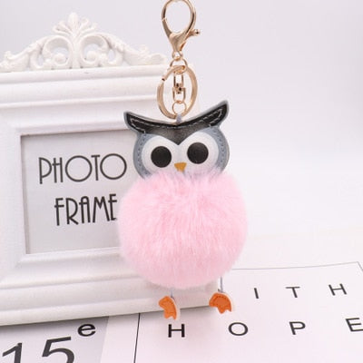 Cute Pompom Owl Keychain