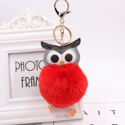 Cute Pompom Owl Keychain