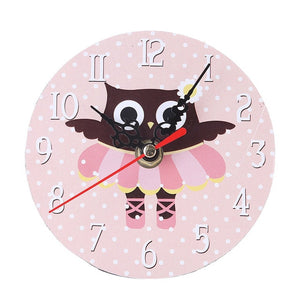 Cartoon Owl Wooden Wall Clock