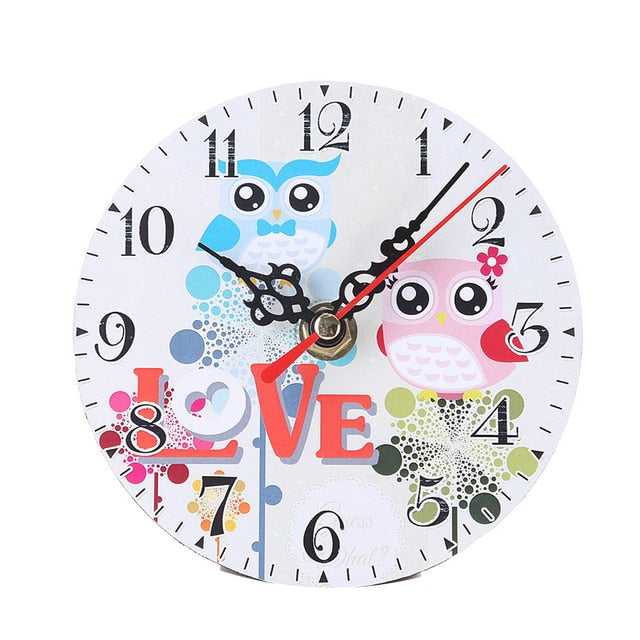 Cartoon Owl Wooden Wall Clock