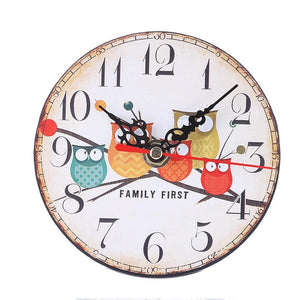 Cartoon Owl Wooden Wall Clock