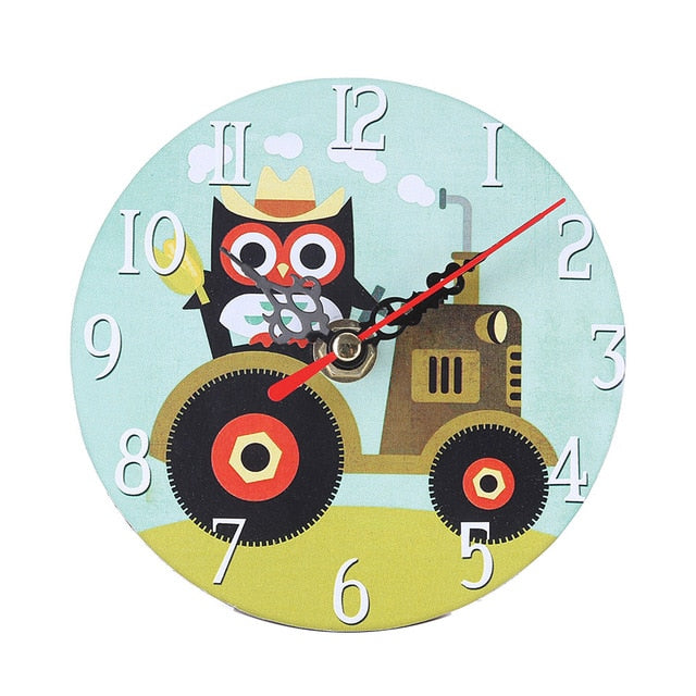 Cartoon Owl Wooden Wall Clock