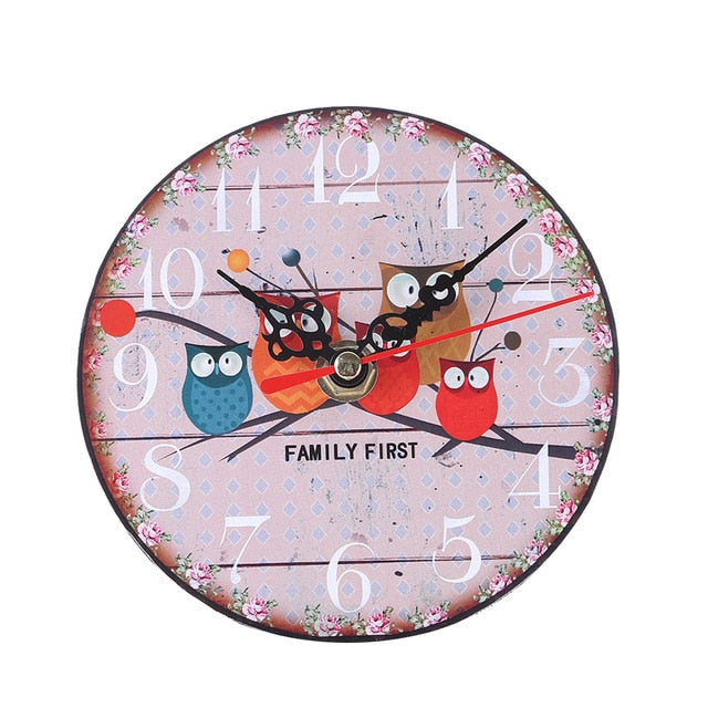 Cartoon Owl Wooden Wall Clock