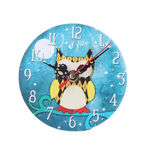 Cartoon Owl Wooden Wall Clock