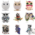 Enamel Rhinestone Owl Brooch