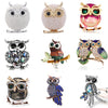 Enamel Rhinestone Owl Brooch