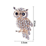 Enamel Rhinestone Owl Brooch