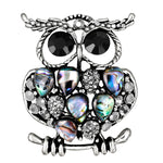 Enamel Rhinestone Owl Brooch