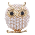 Enamel Rhinestone Owl Brooch
