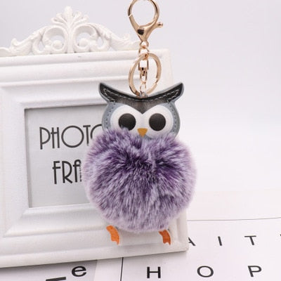 Cute Pompom Owl Keychain