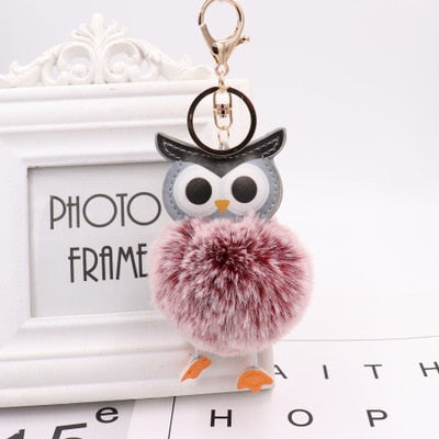 Cute Pompom Owl Keychain