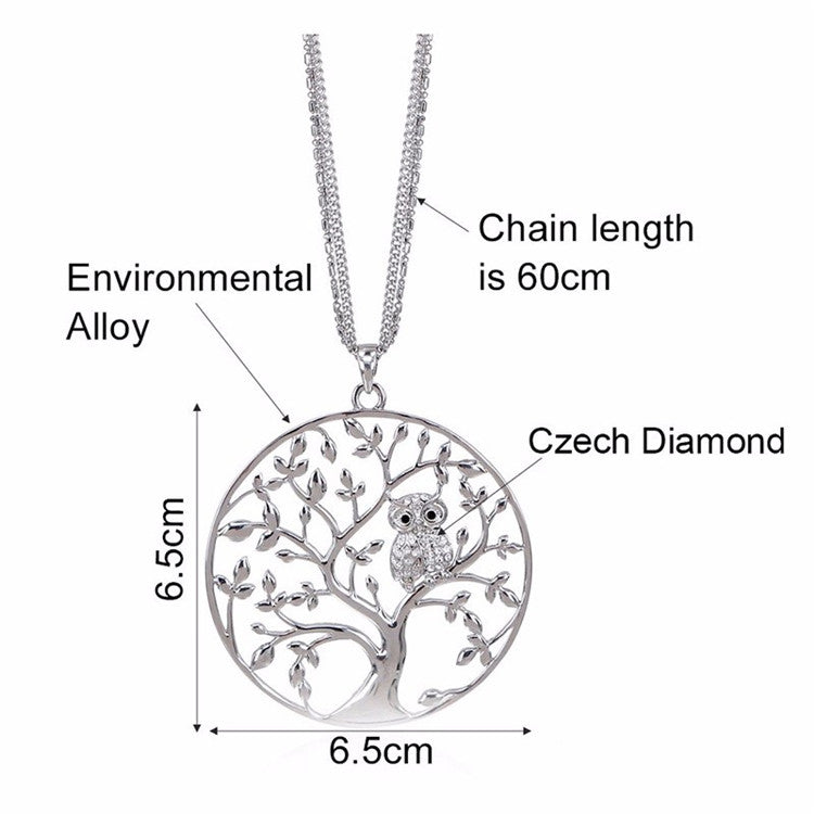 Gold Tree of life Owl Necklace