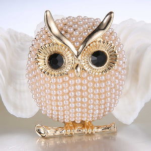 Pearl Owl Brooch