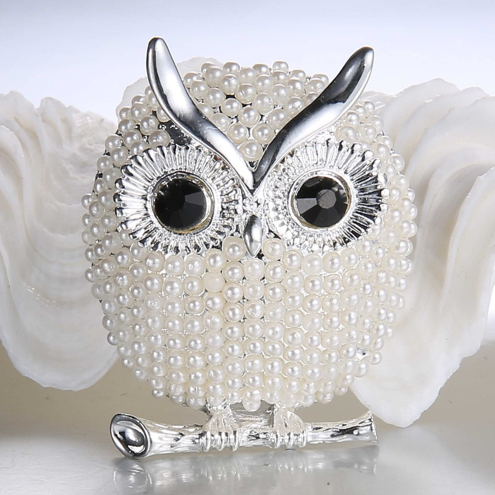 Pearl Owl Brooch