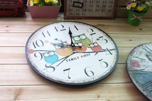 14 Inch Cute Modern Owl Wall Clock