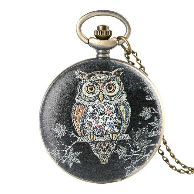 Unique Owl Quartz Pocket Watch