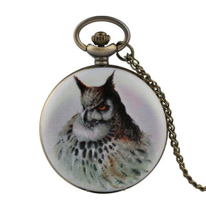 Unique Owl Quartz Pocket Watch