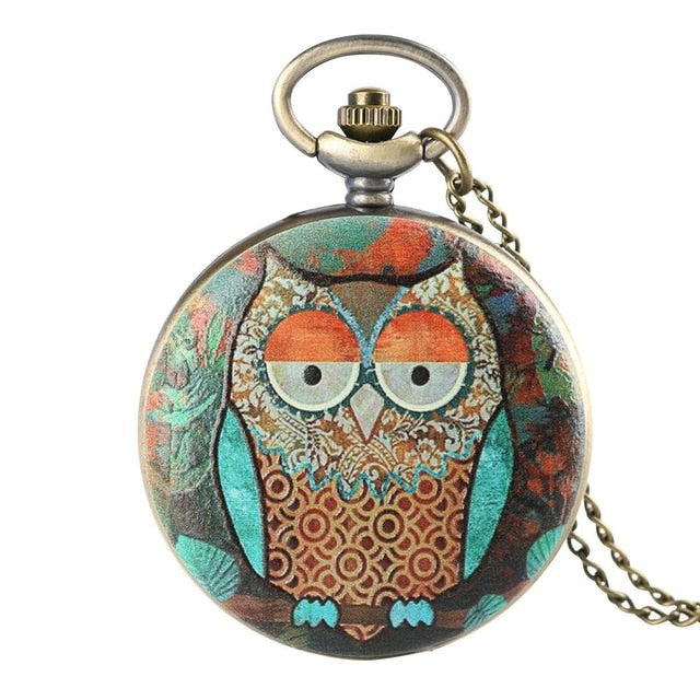 Unique Owl Quartz Pocket Watch