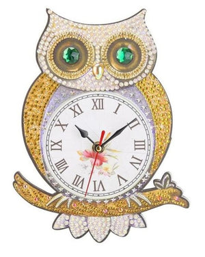 Diamond Embroidery Owl Wall Clock