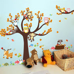Cartoon Owl & Friends Forest Wall Sticker Set