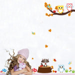 Cartoon Owl & Friends Forest Wall Sticker Set