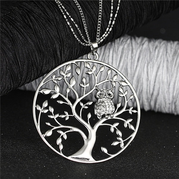 Gold Tree of life Owl Necklace