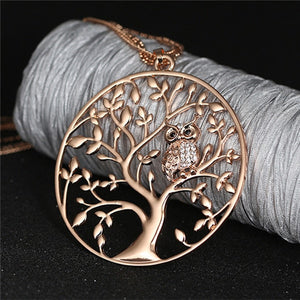 Gold Tree of life Owl Necklace