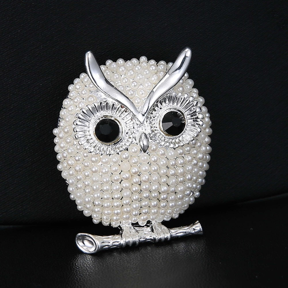 Pearl Owl Brooch