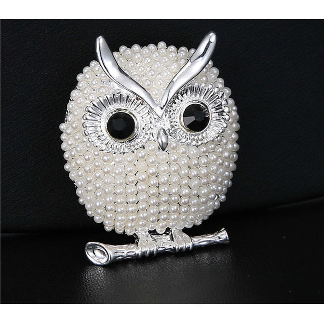 Pearl Owl Brooch