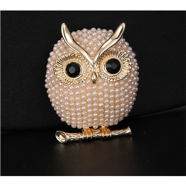 Pearl Owl Brooch