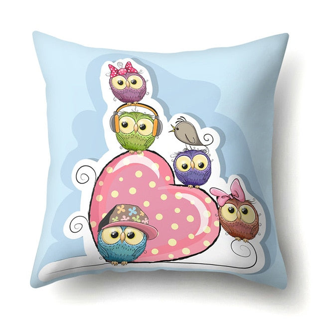 Cute Throw Owl Pillow Cover