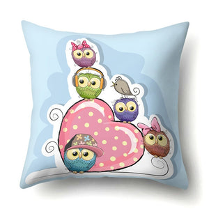 Cute Throw Owl Pillow Cover