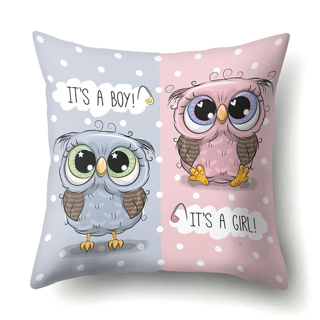 Cute Throw Owl Pillow Cover