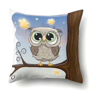 Cute Throw Owl Pillow Cover