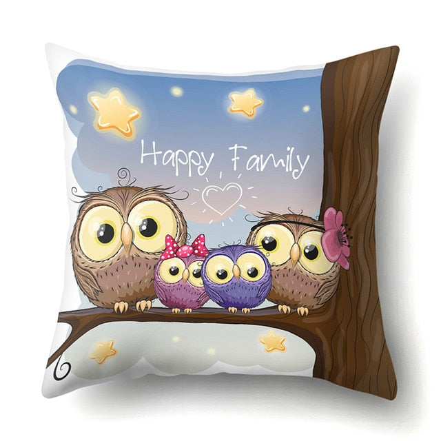 Cute Throw Owl Pillow Cover