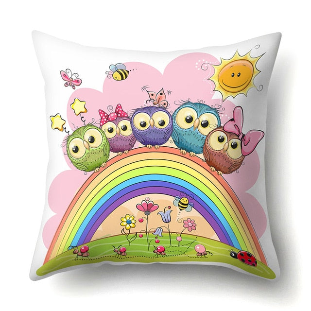 Cute Throw Owl Pillow Cover
