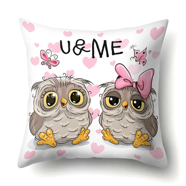 Cute Throw Owl Pillow Cover
