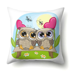 Cute Throw Owl Pillow Cover