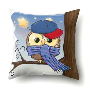 Cute Throw Owl Pillow Cover