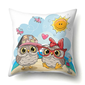 Cute Throw Owl Pillow Cover
