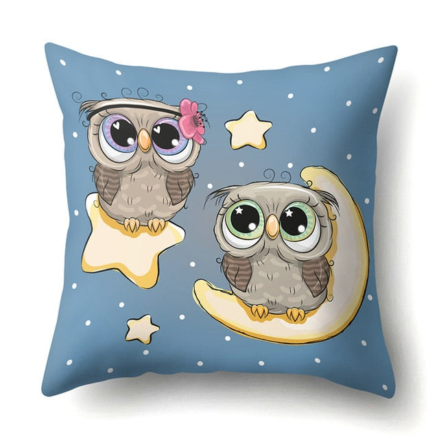 Cute Throw Owl Pillow Cover