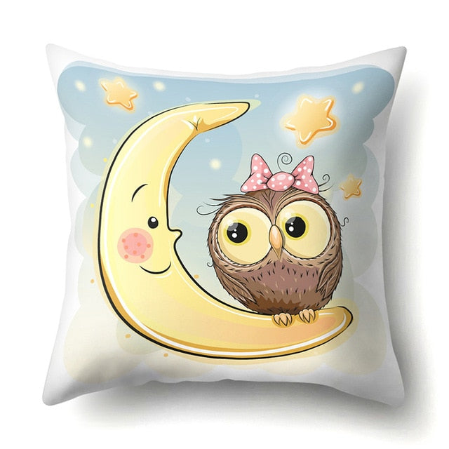 Cute Throw Owl Pillow Cover