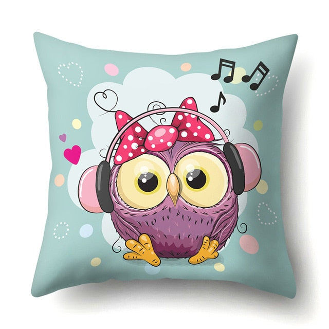 Cute Throw Owl Pillow Cover