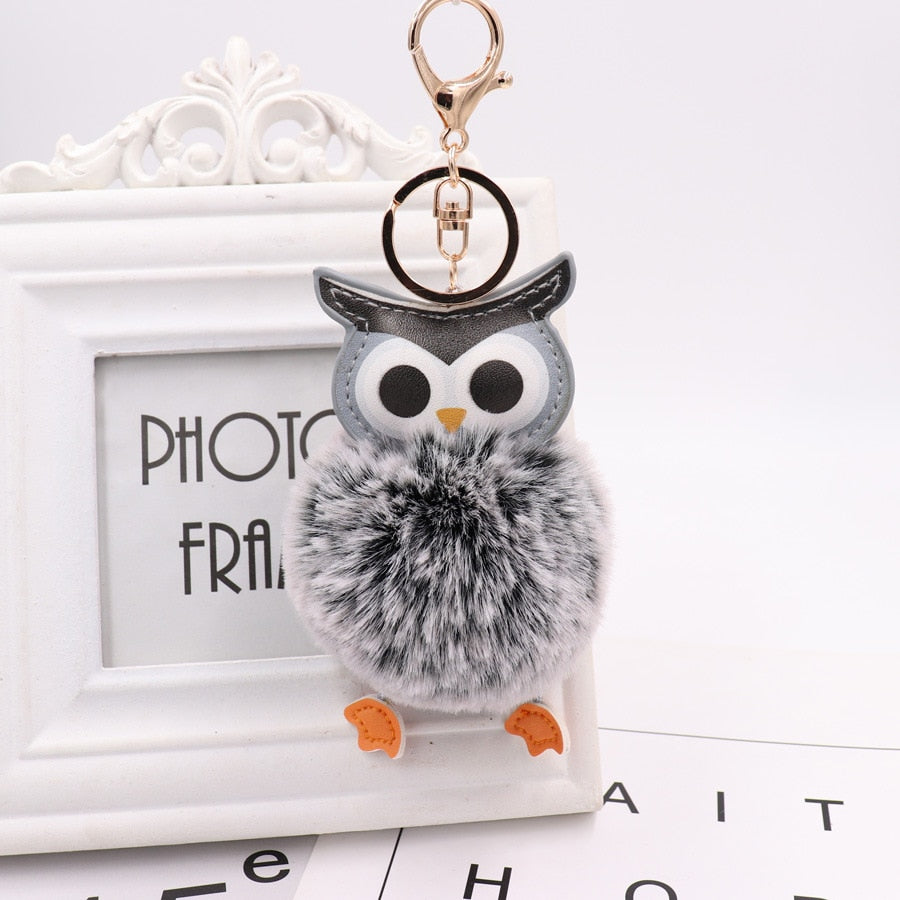 Cute Pompom Owl Keychain
