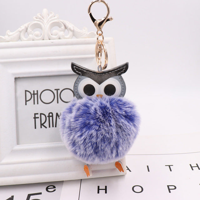 Cute Pompom Owl Keychain