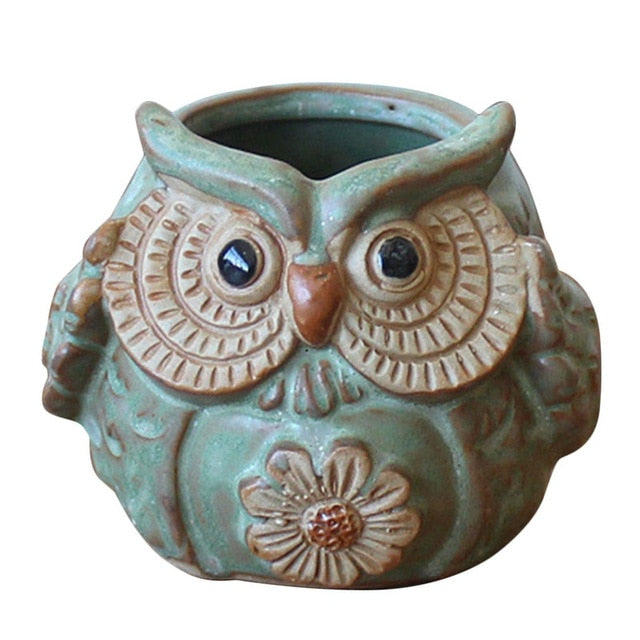 Rustic Owl Flower Pot